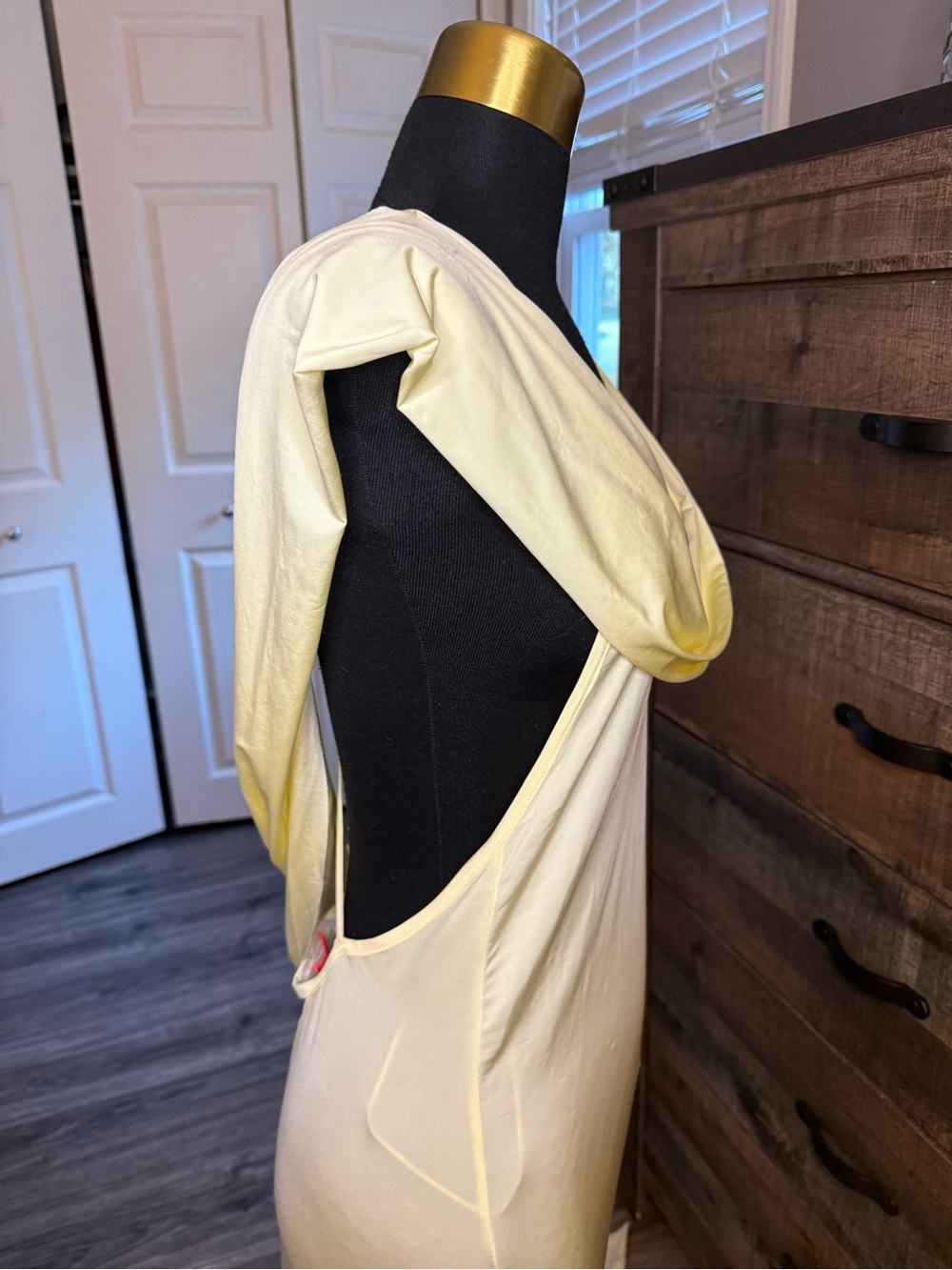 Free People Yellow Maxi Dress Size L NWT Open Back Ruched Flawed Read - Picture 6 of 16
